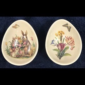 Vintage Easter Painted Egg Shape Candy Dishes.